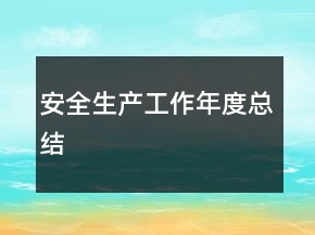 安全生产工作年度总结