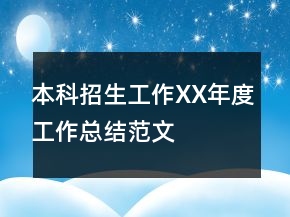 本科招生工作XX年度工作总结范文