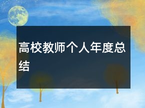 高校教师个人年度总结