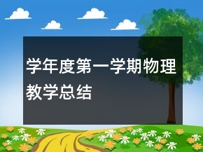 学年度第一学期物理教学总结