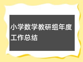 小学数学教研组年度工作总结