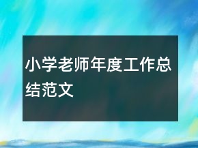 小学老师年度工作总结范文