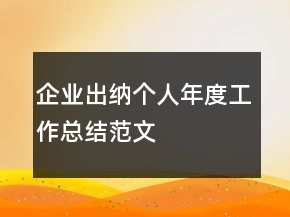 企业出纳个人年度工作总结范文