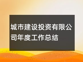 城市建设投资有限公司年度工作总结