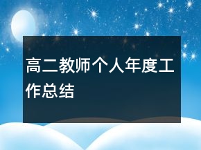 高二教师个人年度工作总结