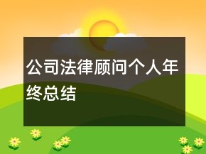 公司法律顾问个人年终总结