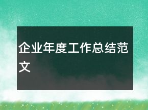 企业年度工作总结范文