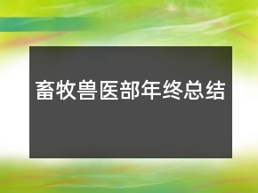 畜牧兽医部年终总结