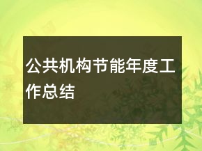 公共机构节能年度工作总结