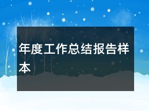 年度工作总结报告样本