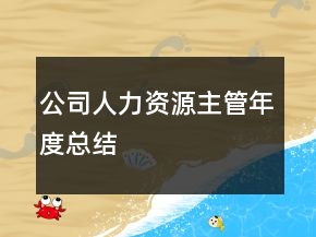 公司人力资源主管年度总结
