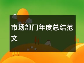 市场部门年度总结范文