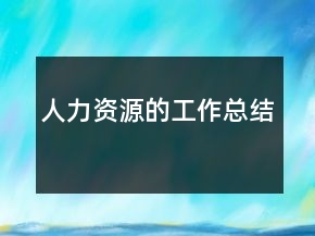 人力资源的工作总结