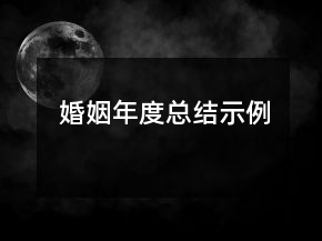 婚姻年度总结示例