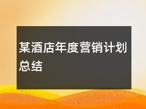 某酒店年度营销计划总结