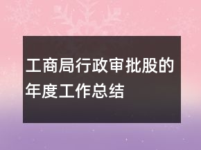 工商局行政审批股的年度工作总结