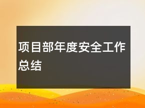 项目部年度安全工作总结