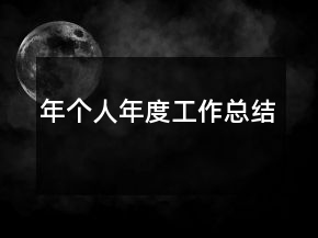 年个人年度工作总结