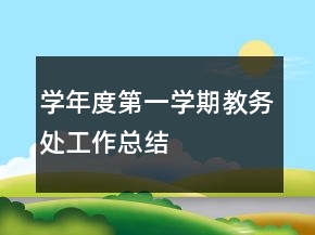 学年度第一学期教务处工作总结