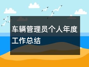 车辆管理员个人年度工作总结