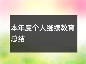 本年度个人继续教育总结