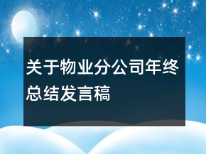 关于物业分公司年终总结发言稿