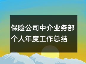 保险公司中介业务部个人年度工作总结