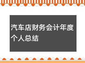 汽车店财务会计年度个人总结