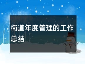街道年度管理的工作总结