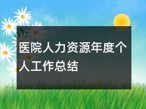 医院人力资源年度个人工作总结