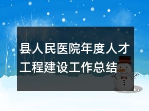 县人民医院年度人才工程建设工作总结