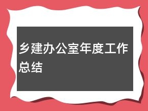 乡建办公室年度工作总结