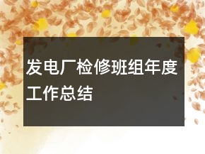 发电厂检修班组年度工作总结