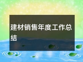 建材销售年度工作总结