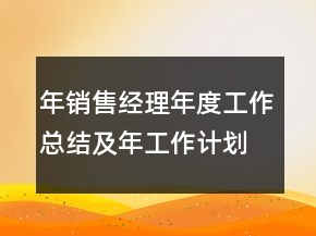 年销售经理年度工作总结及年工作计划