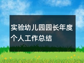 实验幼儿园园长年度个人工作总结