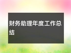 财务助理年度工作总结