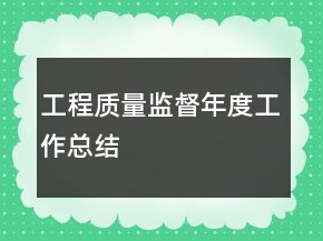 工程质量监督年度工作总结