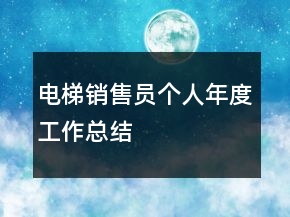 电梯销售员个人年度工作总结