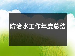 防治水工作年度总结