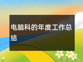 电脑科的年度工作总结