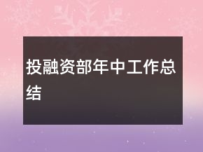 投融资部年中工作总结