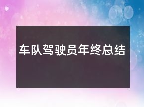 车队驾驶员年终总结
