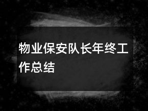 物业保安队长年终工作总结