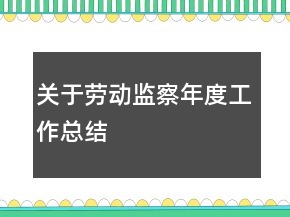 关于劳动监察年度工作总结
