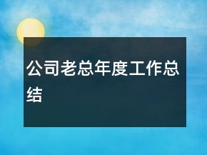 公司老总年度工作总结