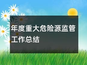 年度重大危险源监管工作总结