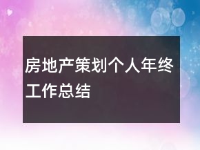 房地产策划个人年终工作总结
