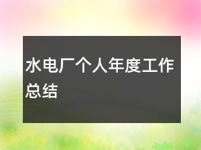水电厂个人年度工作总结