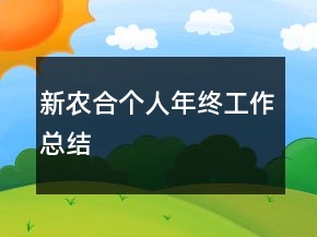 新农合个人年终工作总结